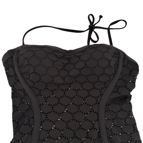 Robin Piconne Black Eyelet Swimsuit Size 6 - Picture 5 of 10